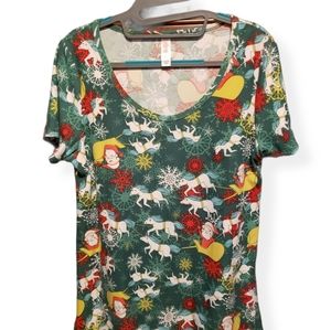 NWT LuLaRoe Santa/Unicorn Classic Tee Sz S